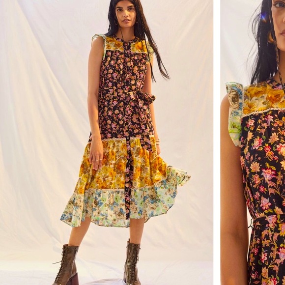 Anthropologie Dresses & Skirts - Anthropologie NWT Ruffled Floral MIDI Dress Size L.